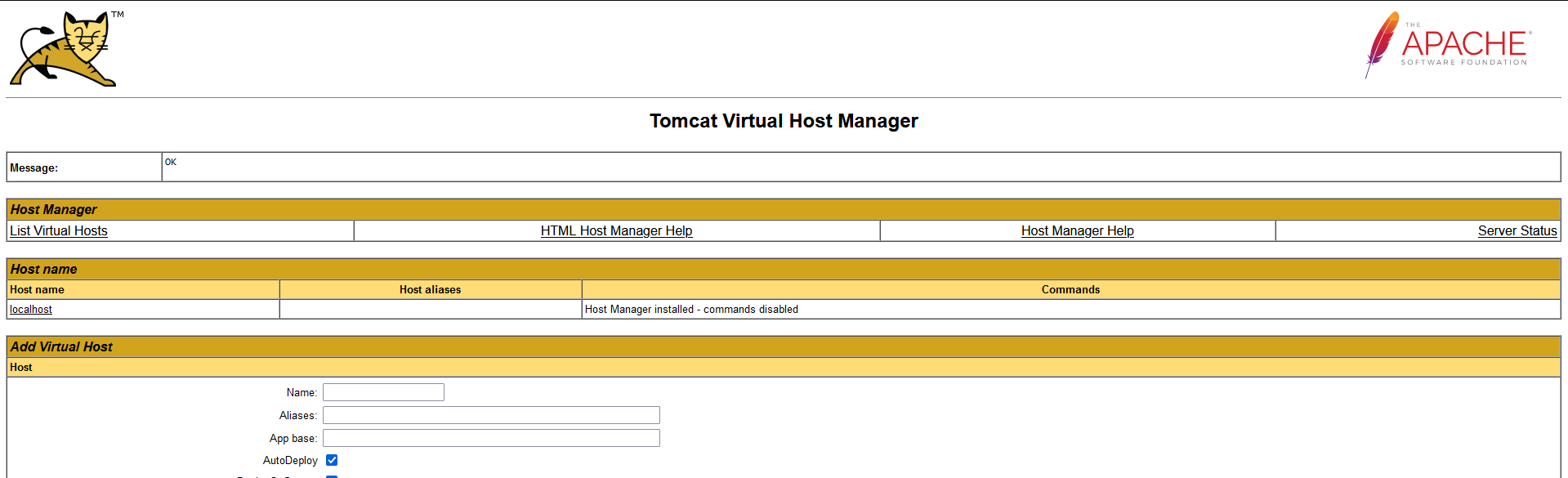 Tomcat Host Manager