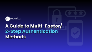 Banner Image Is A Blue Gradient With Title Text Reading: A Guide To Multi Factor / 2 Step Authentication Methods, Depicting A Low Opacity Phone Widget In Background.