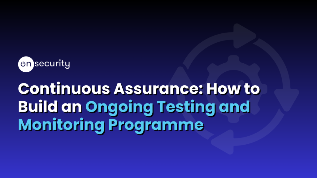 Blue Gradient Banner Image Reads: Continuous Assurance: How To Build An Ongoing Testing And Monitoring Programme, With A Cog Icon.