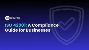 Banner Image Reads &Quot;Iso 42001: A Compliance Guide For Businesses&Quot;, With A Blue Gradient Background And Tick Icon.