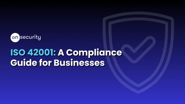 Onsecurity'S Latest Articles, News And Industry Tips 10 Banner Image Reads &Quot;Iso 42001: A Compliance Guide For Businesses&Quot;, With A Blue Gradient Background And Tick Icon.
